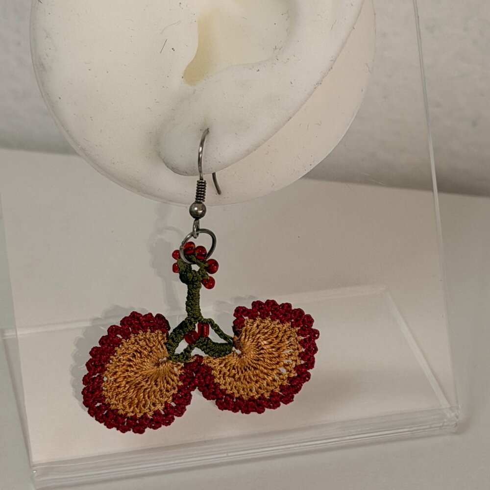 Collectable Traditional Turkish Oya Cherries Earrings